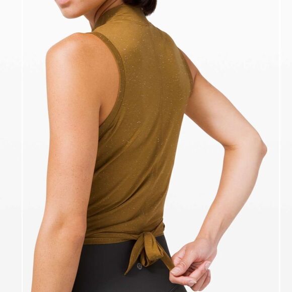 LULULEMON Time to Restore Mock Neck Tank Spiced Bronze White Women’s Size 2 - Picture 3 of 9